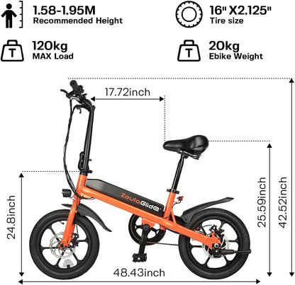 S5 Folding Electric Bike 500W Peak Motor Adult Portable Ebike Lithium Battery City Commuter Bicycle Foldable Design