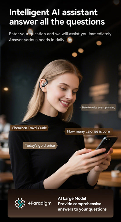 M127 AI Smart Translation Earbuds with Bluetooth 5.4 Real-time Translation 15M Range 138+ Languages Supported