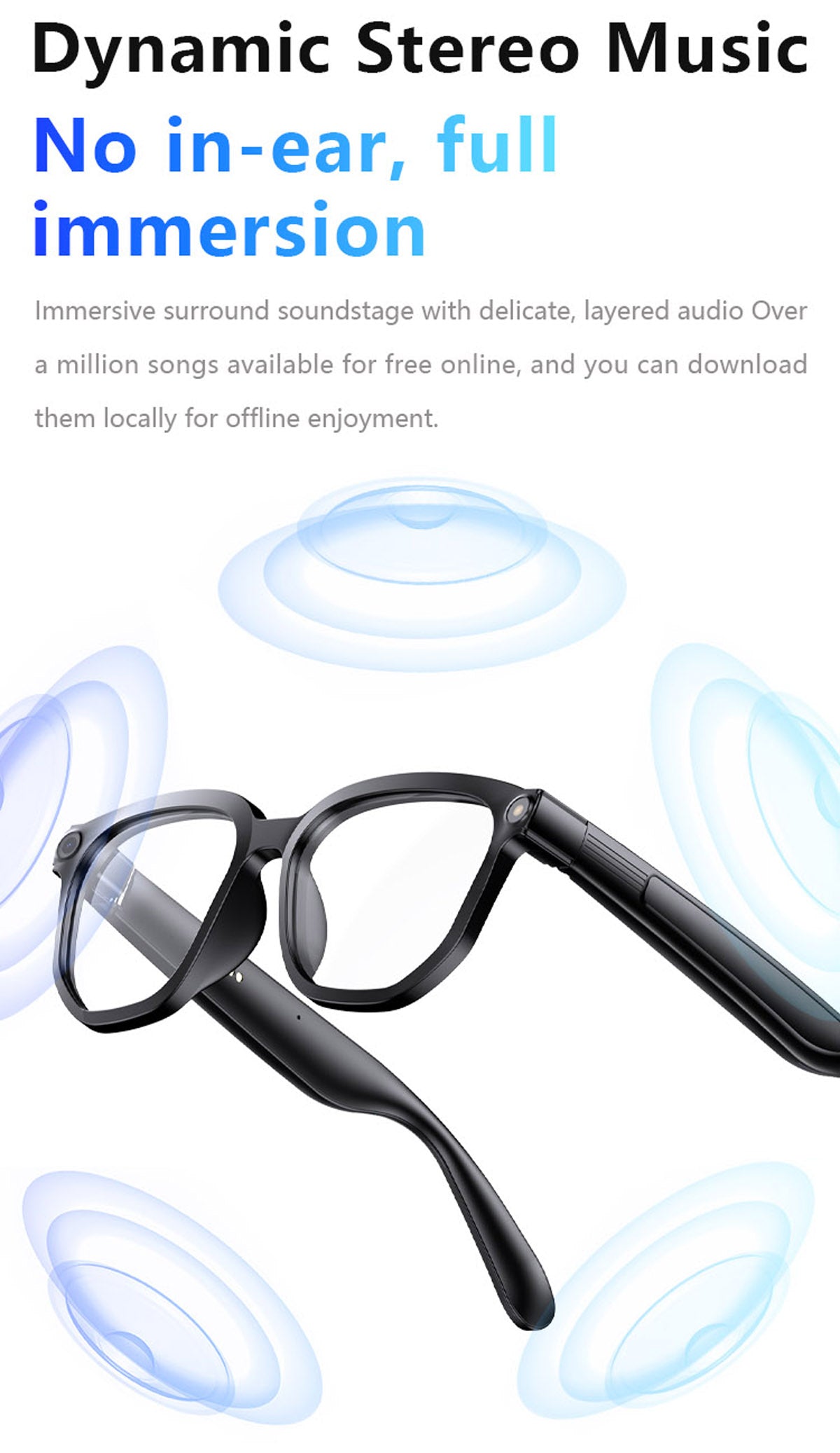 Ai106 Smart Glasses with Bluetooth and AI Translator Voice Control 6MP Camera WIFI Bluetooth Connectivity Touchscreen Real-time Translation