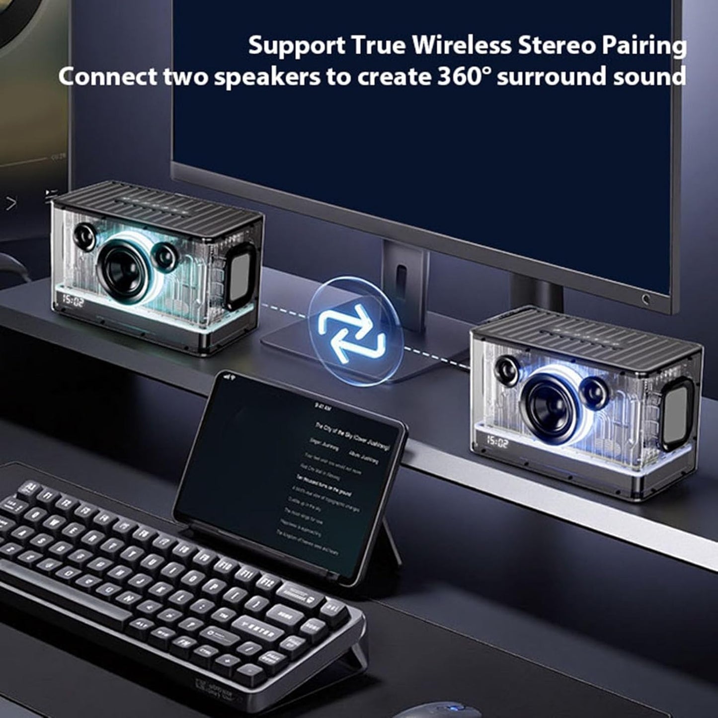 JY-36 Portable Bluetooth Speaker 45W Wireless Audio System with 8000mAh Battery UHF Microphone