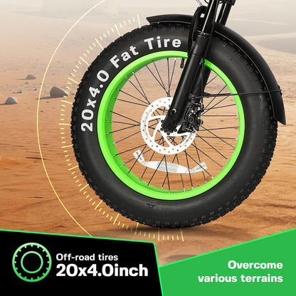 S5-20 InchX4 Wide tires Folding Electric Bicycle 500W Motor 36V Removable Battery Wheels Dual Disc Brake LED Light Urban Use Mode