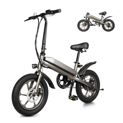 S5 16" x 2"  Folding Electric Bike 500W Peak Motor Adult Portable Ebike Lithium Battery City Commuter Bicycle Foldable Design