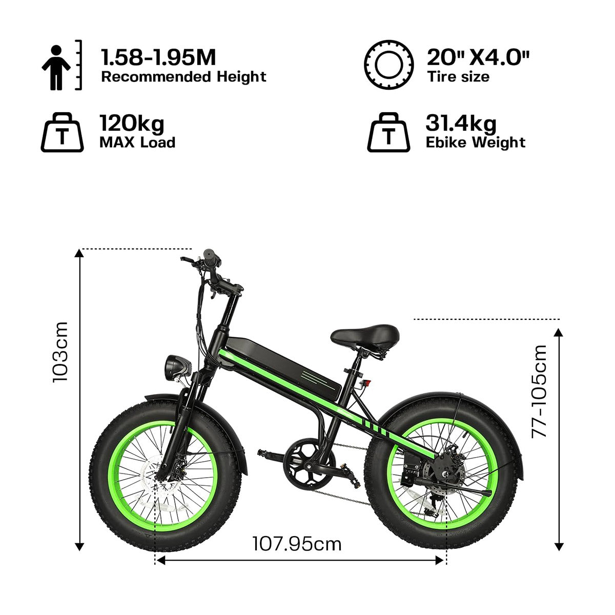 S5-20 InchX4 Wide tires Folding Electric Bicycle 500W Motor 36V Removable Battery Wheels Dual Disc Brake LED Light Urban Use Mode