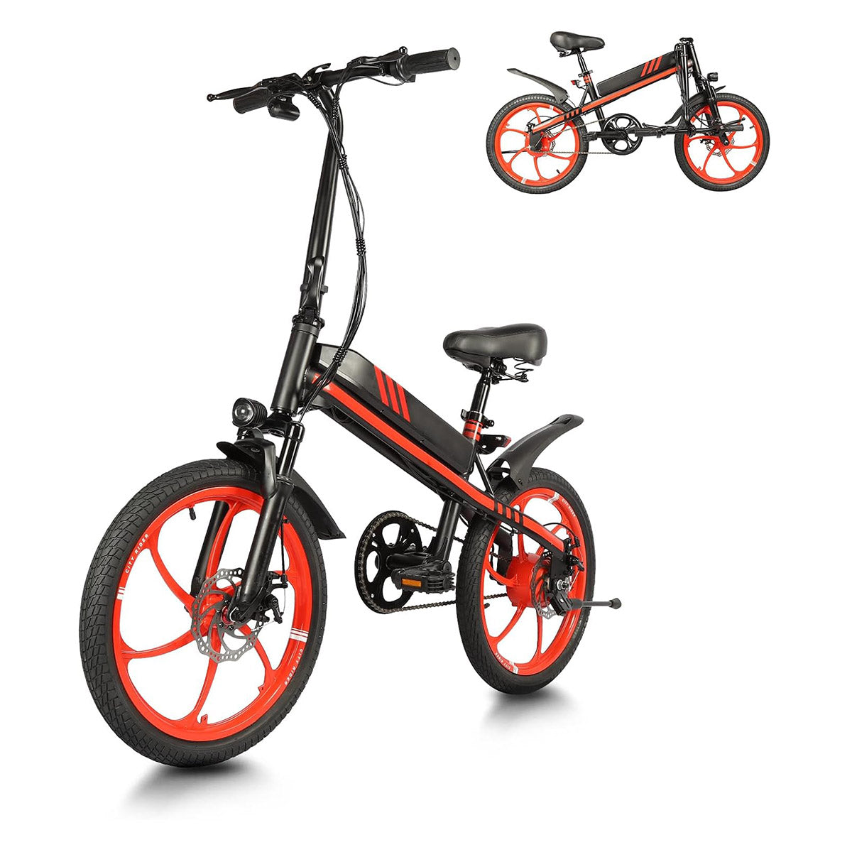 S5-20 InchX2 Folding Electric Bicycle 500W Motor 36V Removable Battery Wheels Dual Disc Brake LED Light Urban Use Model