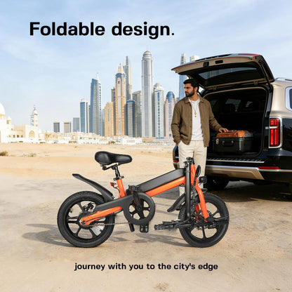 S5 16" x 2"  Folding Electric Bike 500W Peak Motor Adult Portable Ebike Lithium Battery City Commuter Bicycle Foldable Design
