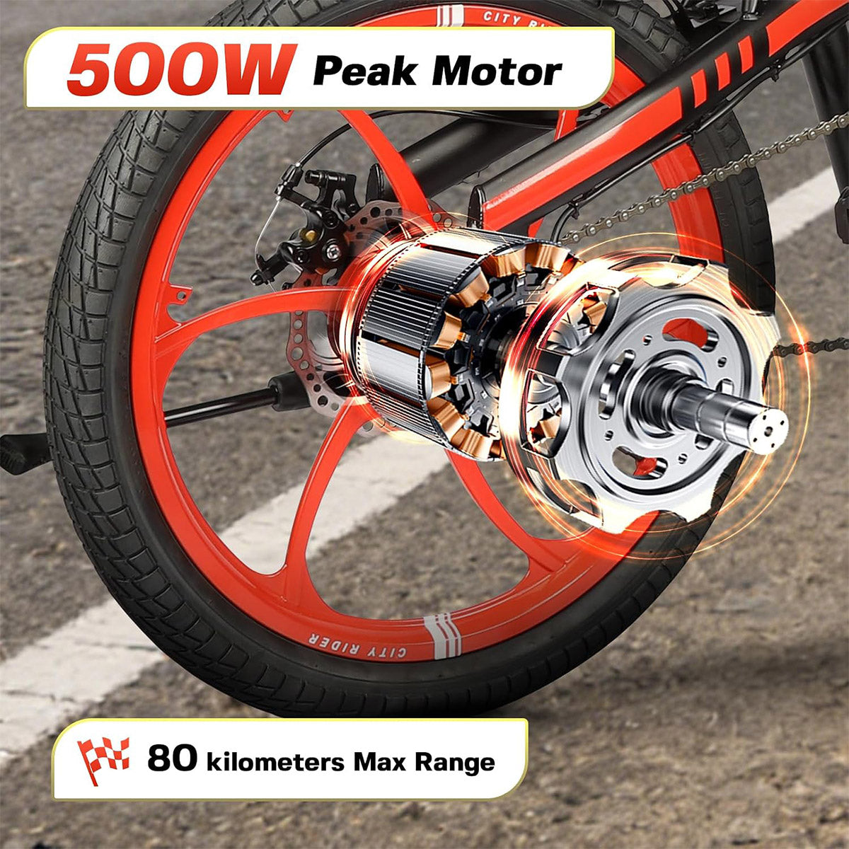 S5-20 InchX2 Folding Electric Bicycle 500W Motor 36V Removable Battery Wheels Dual Disc Brake LED Light Urban Use Model