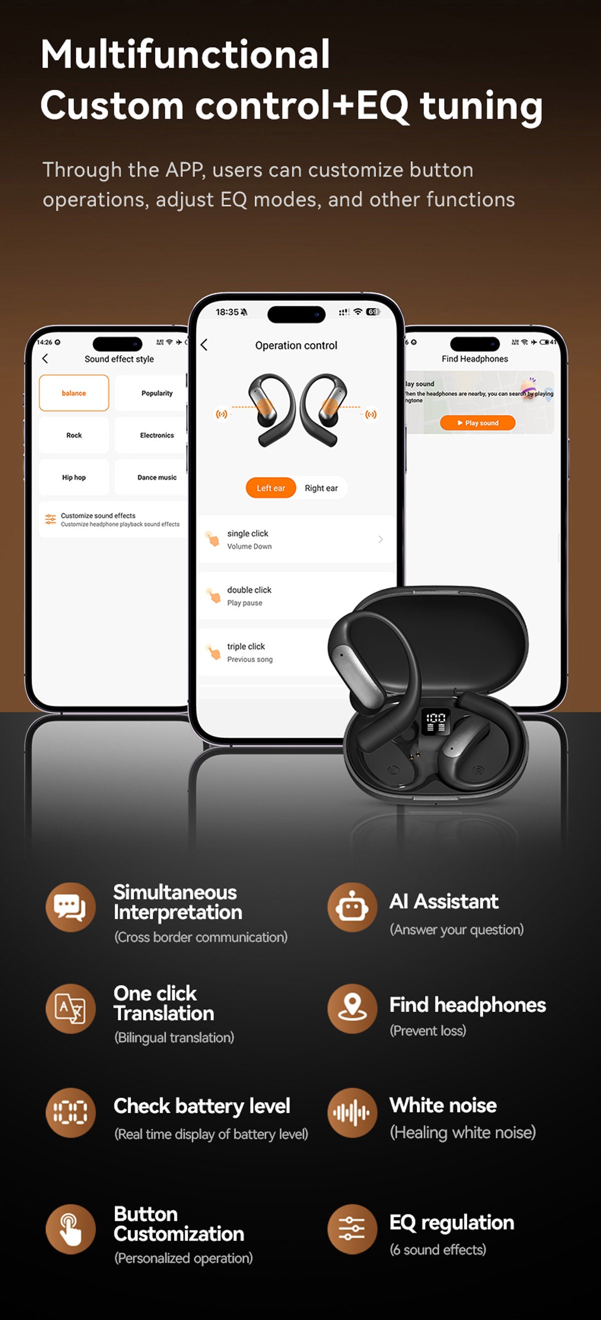 M127 AI Smart Translation Earbuds with Bluetooth 5.4 Real-time Translation 15M Range 138+ Languages Supported