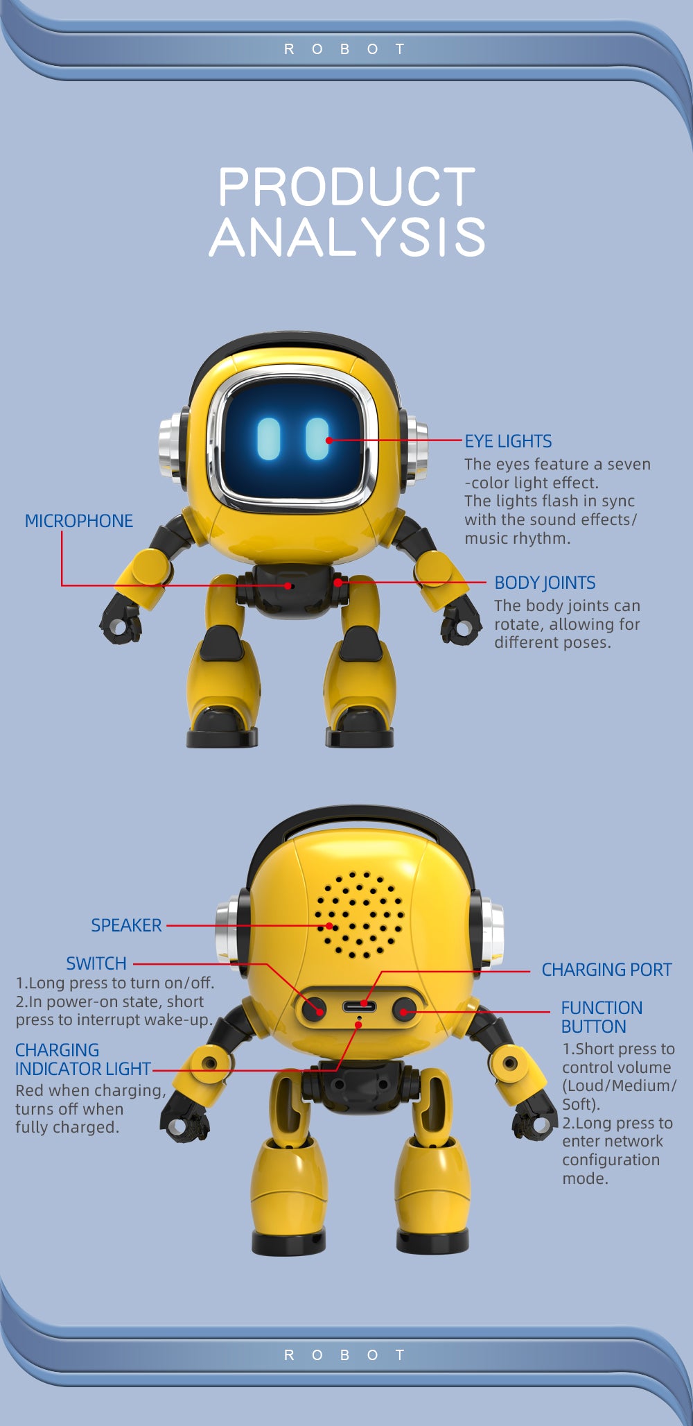 AI04 DOBI Intelligent Dialogue Robot Large Model Voice Interaction Science Education Learning Support Kids Companion Home Decor Interactive Toy