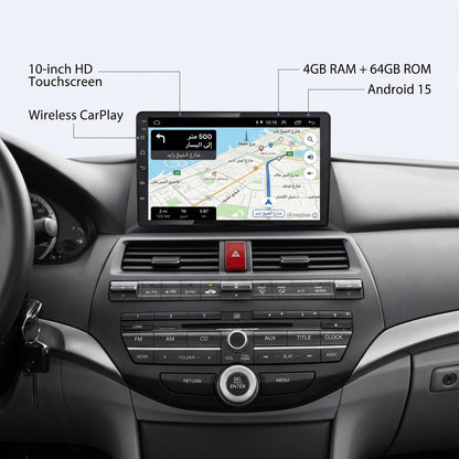 Smart Android Car Stereo System for Honda Accord 2008-2013 with GPS Navigation, Bluetooth 5.0, Dual WiFi, Wireless CarPlay, Android Auto, 4K Video, Rear Camera Support