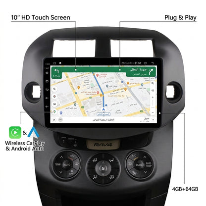 Android Car Navigation System for Toyota RAV4 2007-2012 with Touch Screen, GPS, Bluetooth, WiFi, Apple CarPlay, Android Auto, Rear Camera Support, Smart Multimedia Player