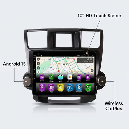 Smart Android Car Stereo System for  Toyota highlander 2009-2014 with GPS Navigation, Bluetooth 5.0, Dual WiFi, Wireless CarPlay, Android Auto, 4K Video, Rear Camera Support