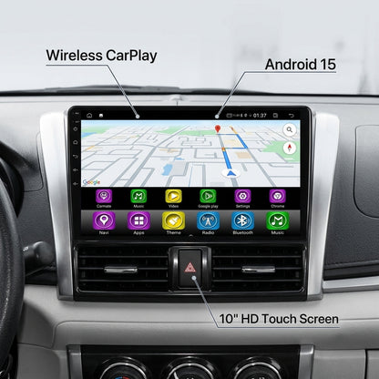 Android Car Navigation System for Toyota Vios 2014-2016 with Touch Screen, GPS, Bluetooth, WiFi, Apple CarPlay, Android Auto, Rear Camera Support, Smart Multimedia Player