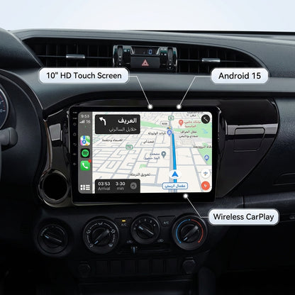 Smart Android Car Stereo System for Toyota Hilux 2013-2018 with GPS Navigation, Bluetooth 5.0, Dual WiFi, Wireless CarPlay, Android Auto, 4K Video, Rear Camera Support