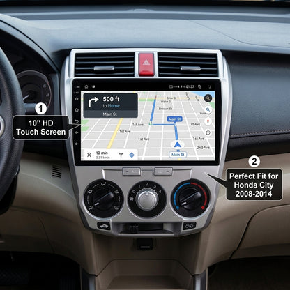 Premium Android Smart Car Multimedia System for Honda City 2008-2014 HD Touch Screen Navigation  Wireless CarPlay Android Auto  GPS 4K Entertainment