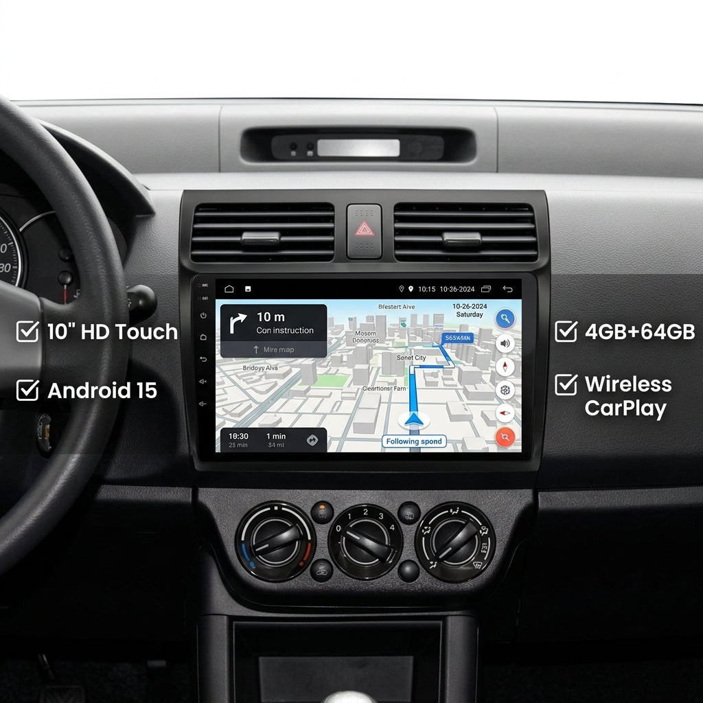 Android Car Navigation System for Suzuki Swift 2009-2018 with Touch Screen, GPS, Bluetooth, WiFi, Apple CarPlay, Android Auto, Rear Camera Support, Smart Multimedia Player