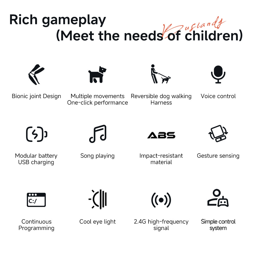 G1001 AI Smart Robot Dog Remote Control Walking Voice Touch Interaction Kids Companion Interactive Toy Learning Support Age 7-14