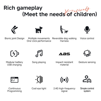 G1001 AI Smart Robot Dog Remote Control Walking Voice Touch Interaction Kids Companion Interactive Toy Learning Support Age 7-14