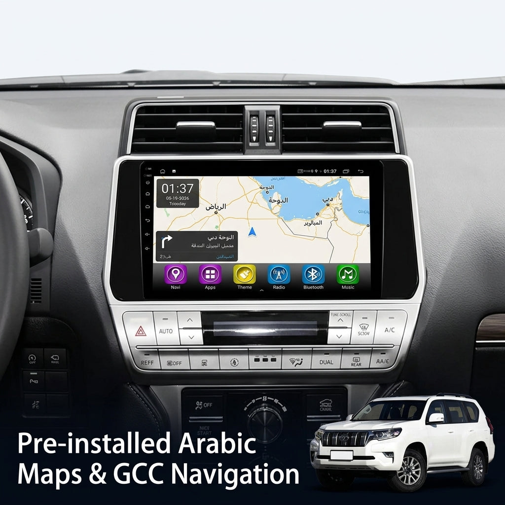 Android Car Navigation System for Toyota land cruiser Prado 2018 with Touch Screen, GPS, Bluetooth, WiFi, Apple CarPlay, Android Auto, Rear Camera Support, Smart Multimedia Player