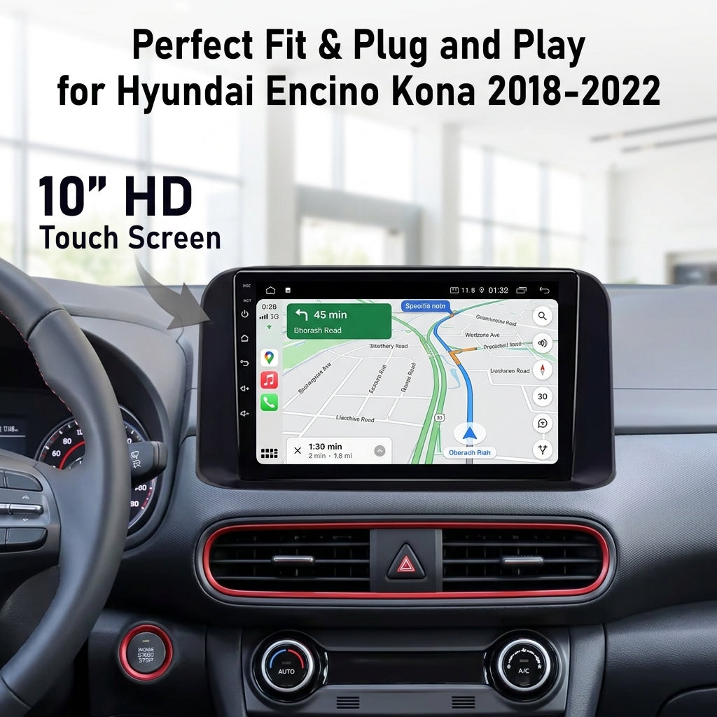 10 inch Android 15 Car Radio  for Hyundai Encino Kona 2018-2022 with Touch Screen, GPS, Bluetooth, WiFi, Apple CarPlay, Android Auto, Rear Camera Support, Smart Multimedia Player