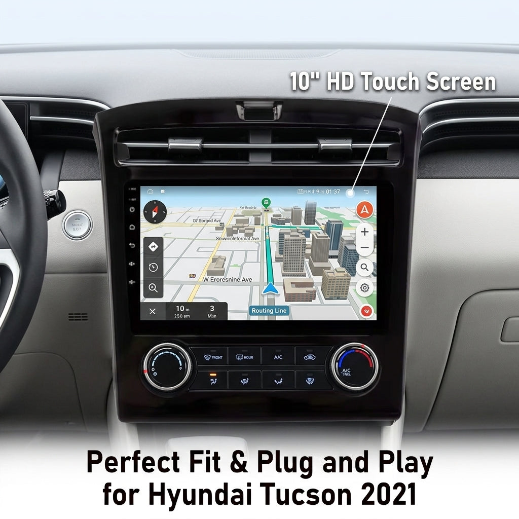 Smart Android  10inch  Car Navigation for  Hyundai Tucson  2021 with Touch Screen, GPS, Bluetooth, WiFi, Apple CarPlay, Android Auto, Rear Camera Support, Smart Multimedia Player