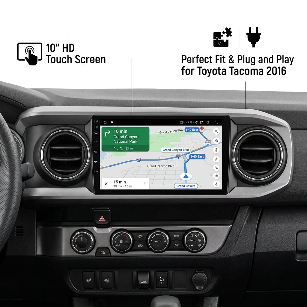 10 inch Android Car Radio  for Toyota Tacoma 2016 with Touch Screen, GPS, Bluetooth, WiFi, Apple CarPlay, Android Auto, Rear Camera Support, Smart Multimedia Player