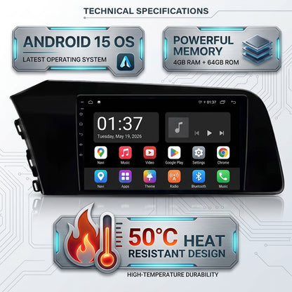 10 inch Android 15 Car Radio  for Hyundai Elantra 2021   with Touch Screen, GPS, Bluetooth, WiFi, Apple CarPlay, Android Auto, Rear Camera Support, Smart Multimedia Player