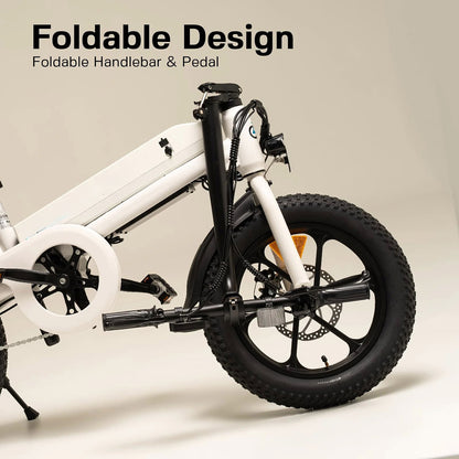 S5 16" x 3" Fat-Tire Folding Electric Bike — 500W Peak Power Motor, Portable Lithium-Powered E-Bike for Adults, City Commuter Folding Bicycle