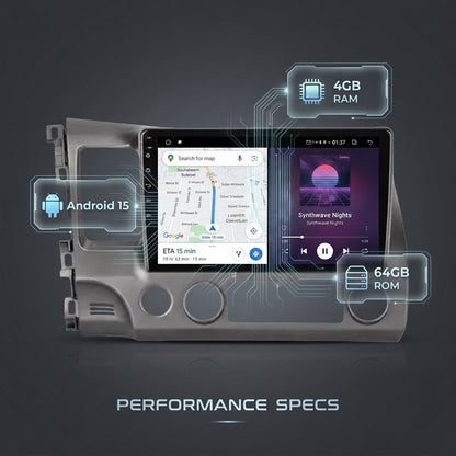 Premium Android Smart Car Multimedia System for Honda Civic 2008-2011 LHD  HD Touch Screen Navigation  Wireless CarPlay Android Auto  GPS 4K Entertainment