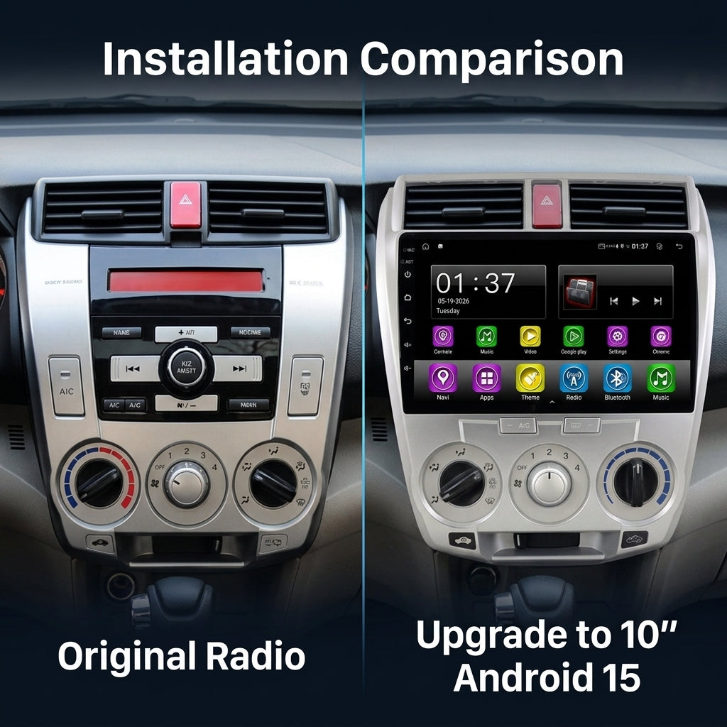 Premium Android Smart Car Multimedia System for Honda City 2008-2014 HD Touch Screen Navigation  Wireless CarPlay Android Auto  GPS 4K Entertainment