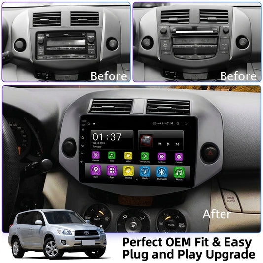 Android Car Navigation System for Toyota RAV4 2007-2012 with Touch Screen, GPS, Bluetooth, WiFi, Apple CarPlay, Android Auto, Rear Camera Support, Smart Multimedia Player
