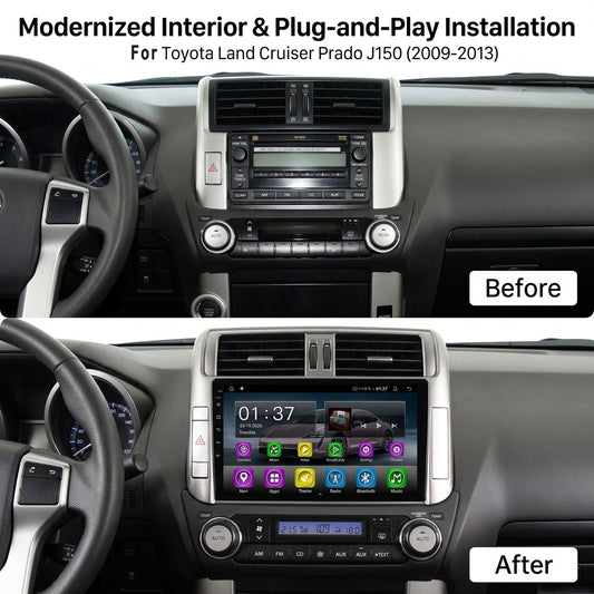 Android Car Navigation System for Toyota land cruiser Prado  J150 2009-2013 with Touch Screen, GPS, Bluetooth, WiFi, Apple CarPlay, Android Auto, Rear Camera Support, Smart Multimedia Player