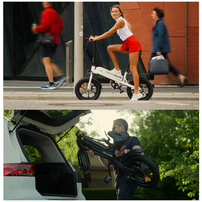 S5 16" x 3" Fat-Tire Folding Electric Bike — 500W Peak Power Motor, Portable Lithium-Powered E-Bike for Adults, City Commuter Folding Bicycle