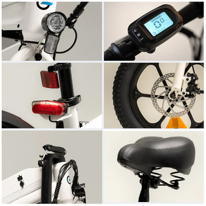 S5 16" x 3" Fat-Tire Folding Electric Bike — 500W Peak Power Motor, Portable Lithium-Powered E-Bike for Adults, City Commuter Folding Bicycle