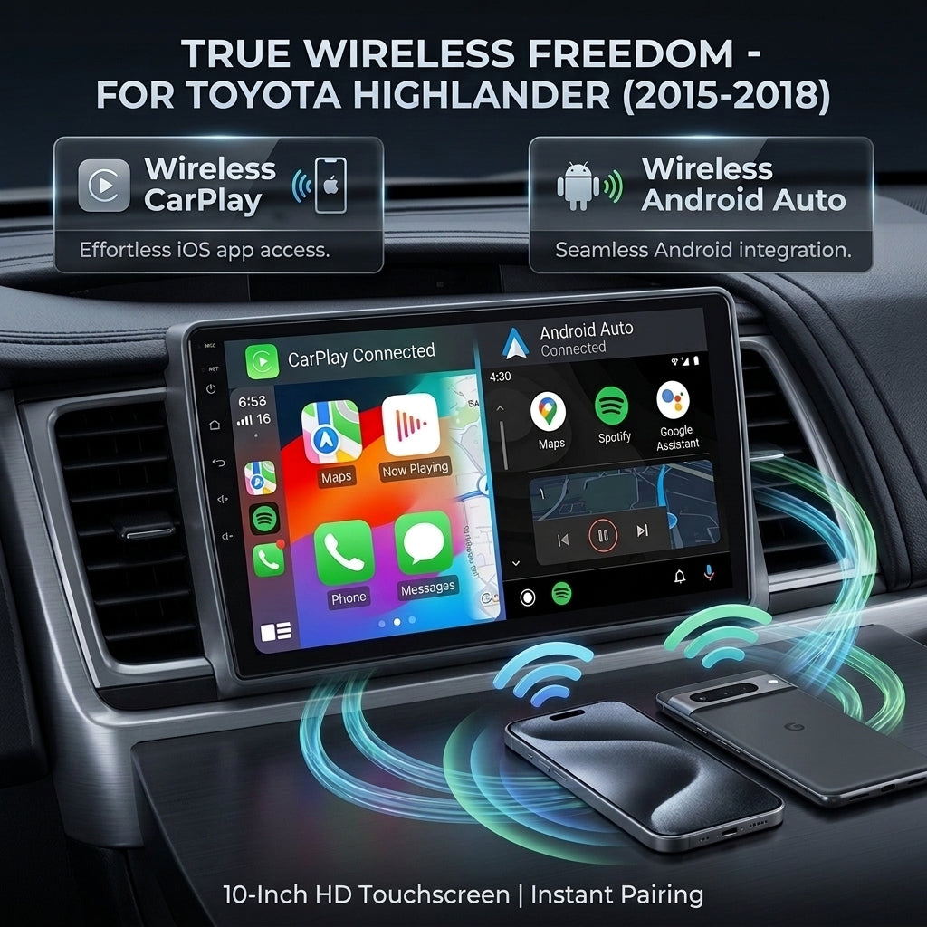 Smart Android Car Stereo System for  Toyota highlander 2015-2018 with GPS Navigation, Bluetooth 5.0, Dual WiFi, Wireless CarPlay, Android Auto, 4K Video, Rear Camera Support