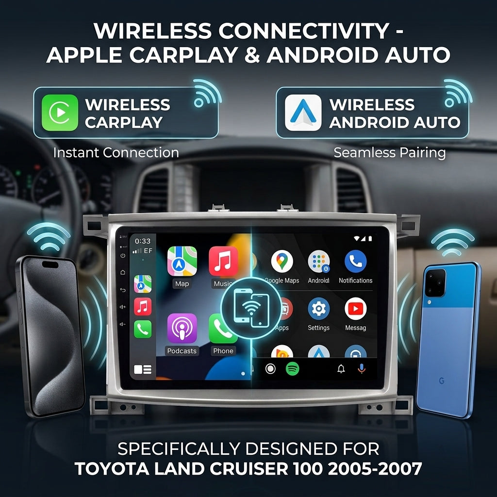 10 inch Android Car Navigation System for Toyota land cruiser 100 2005-2007 with Touch Screen, GPS, Bluetooth, WiFi, Apple CarPlay, Android Auto, Rear Camera Support, Smart Multimedia Player