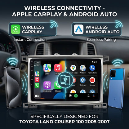 10 inch Android Car Navigation System for Toyota land cruiser 100 2005-2007 with Touch Screen, GPS, Bluetooth, WiFi, Apple CarPlay, Android Auto, Rear Camera Support, Smart Multimedia Player