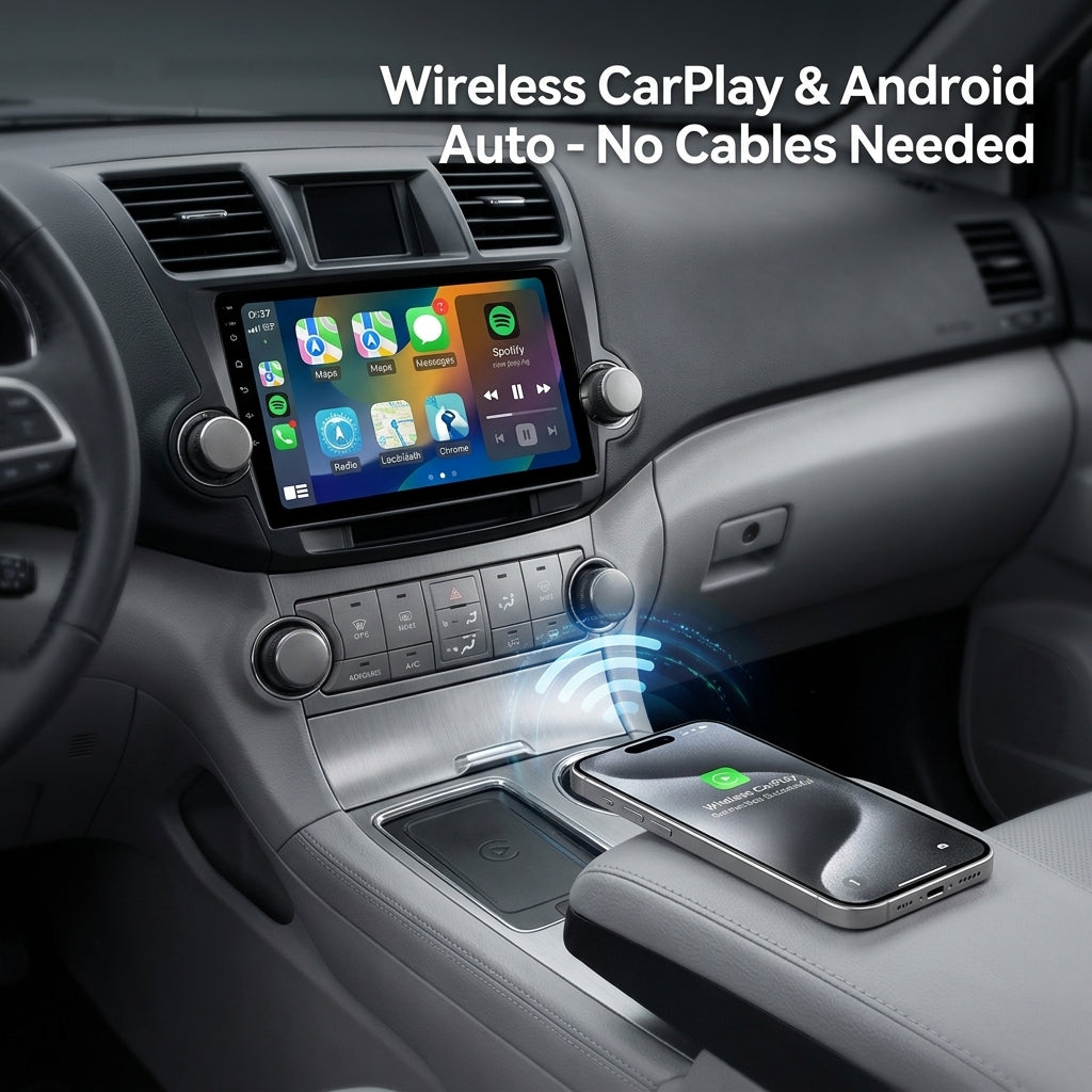 Smart Android Car Stereo System for  Toyota highlander 2009-2014 with GPS Navigation, Bluetooth 5.0, Dual WiFi, Wireless CarPlay, Android Auto, 4K Video, Rear Camera Support