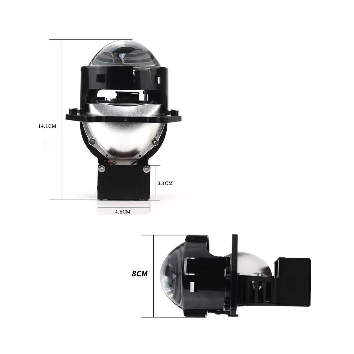 P90 Car LED Projector Lens 65-75W 9-16V 6500K Cool White Aviation Aluminum with Fan