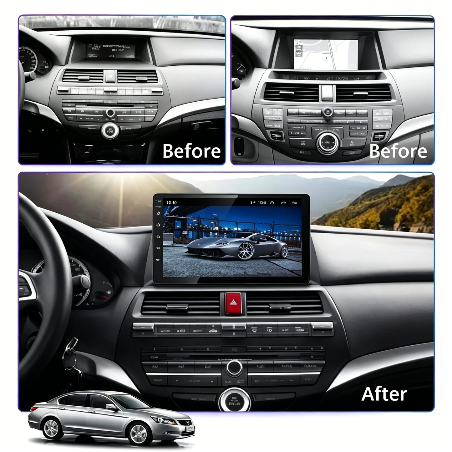 Smart Android Car Stereo System for Honda Accord 2008-2013 with GPS Navigation, Bluetooth 5.0, Dual WiFi, Wireless CarPlay, Android Auto, 4K Video, Rear Camera Support