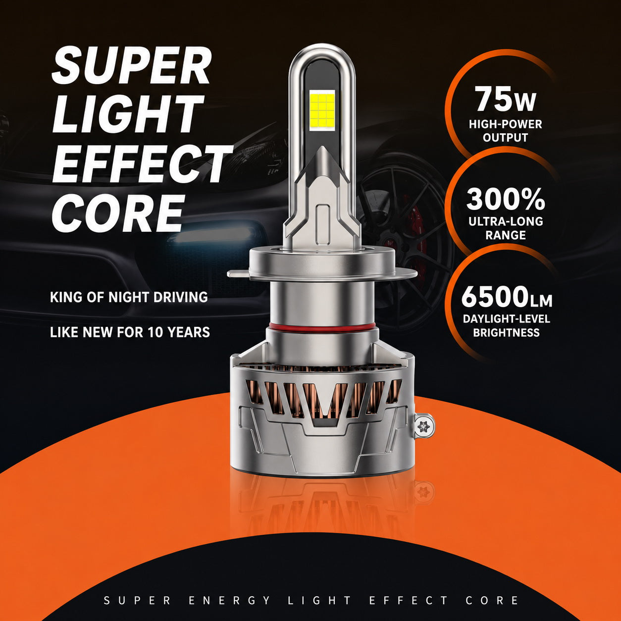 Y2-130W-H1-6500K LED Car Bulb 130W High Brightness Light 6500K White Beam IP68 Waterproof Automotive Headlight Upgrade