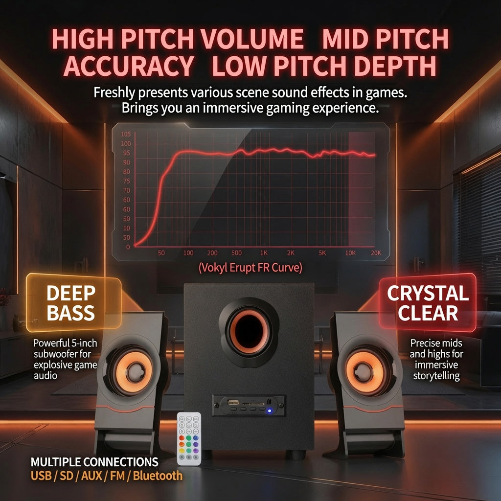 FT-C10U-BT Bluetooth Multimedia Speaker 5W+3W×2 RMS Portable Desktop Speaker with Remote Control