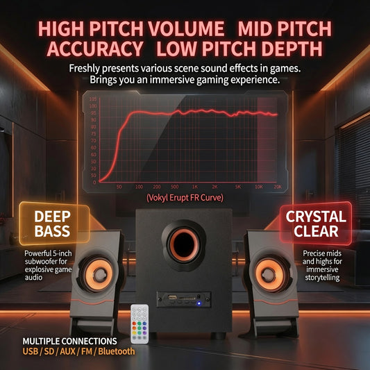 FT-C10U-BT Bluetooth Multimedia Speaker 5W+3W×2 RMS Portable Desktop Speaker with Remote Control
