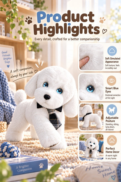 Aomi AI Smart Toy Conversation Plush Dog White 10cm Kids Companion Home Decor Interactive Toy Learning Support Large Model Voice Wake-Up Age 7-14
