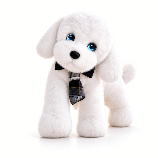 Aomi AI Smart Toy Conversation Plush Dog White 10cm Kids Companion Home Decor Interactive Toy Learning Support Large Model Voice Wake-Up Age 7-14