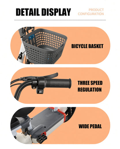 W9 Electric Scooter 350W Brushless Motor 48V 12Ah Lead-Acid/Lithium Optional 25-35km/h 25-60km Range