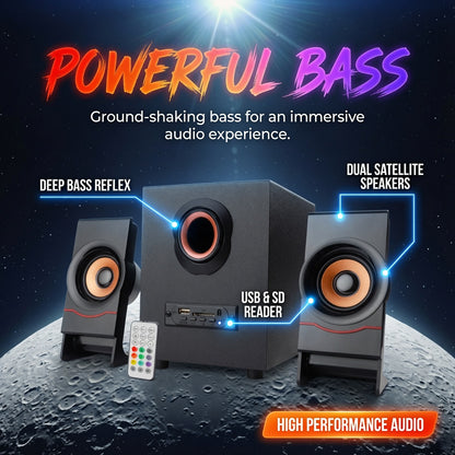 FT-C10U-BT Bluetooth Multimedia Speaker 5W+3W×2 RMS Portable Desktop Speaker with Remote Control