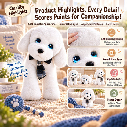 Aomi AI Smart Toy Conversation Plush Dog White 10cm Kids Companion Home Decor Interactive Toy Learning Support Large Model Voice Wake-Up Age 7-14