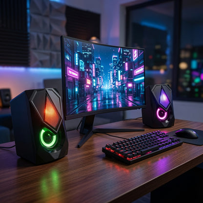 N-19 MINI 2.0 USB Desktop Speaker Dual Speaker RGB Lighting Multimedia Computer Speaker