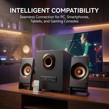 FT-C10U-BT Bluetooth Multimedia Speaker 5W+3W×2 RMS Portable Desktop Speaker with Remote Control