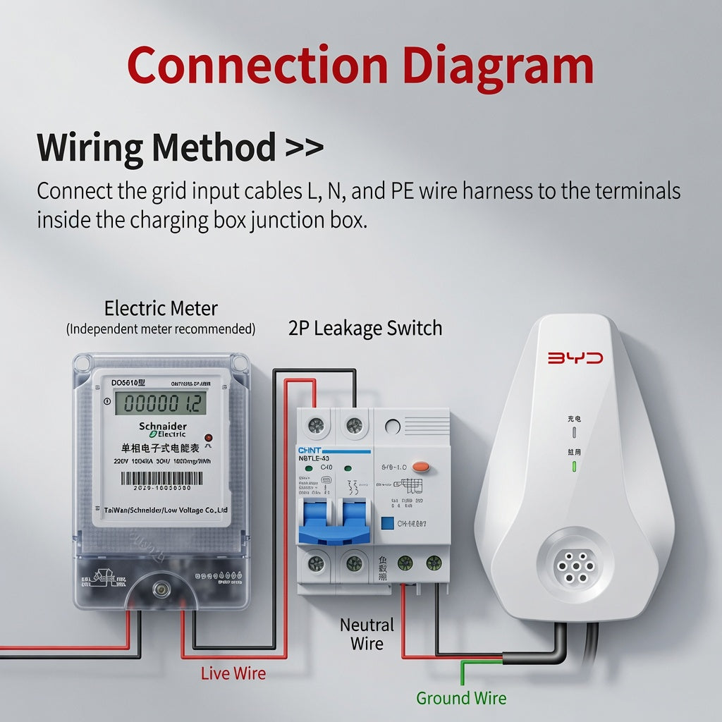 BYD 7KW EV AC Charger 220V Wall Mounted Home Charging Station New Energy Vehicle Charger IP54 Waterproof Design BYD Compatible Charger